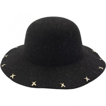 Weibliche Breitkrempe-Bowler-Hütte aus Wolle – Kuppelkappe GH‑465