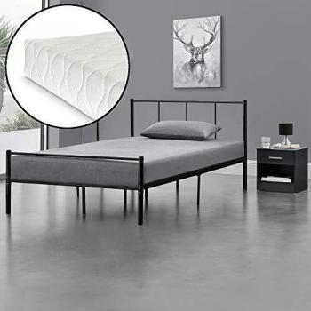 Letto Singolo in Acciaio con Materasso 120 x 200 cm