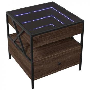 Basse lumineuse Infinity chêne marron – 50x50x51 cm