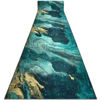 Lotus Shadow Runner Anti‑Slip Rug – Green & Gold, 100 cm
