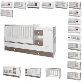 Lorelli Babybett 3 in 1 Mini Max, umbaubar, für 2 Kinder gleichzeitig, braun-weiß
