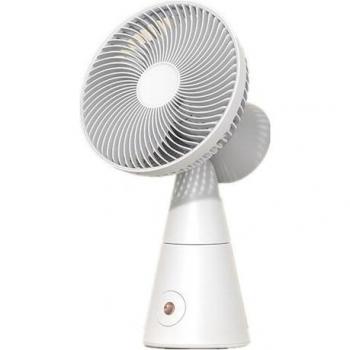 Freie Drehung USB Tischventilator mit leiser Funktion und Sunset Light für Selfies, 3-stufig einstellbar