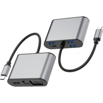 Hub USB‑C 3.0 4‑puertos: HDMI 4K + lector SD/TF + PD