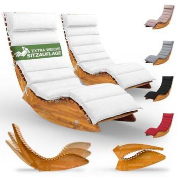 Transat ergonomique Java en bois d'acacia certifié FSC® crème (ensemble de 2)