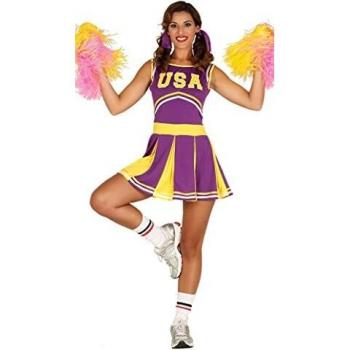 Disfraz de Animadora Cheerleader Morado y Amarillo T.M