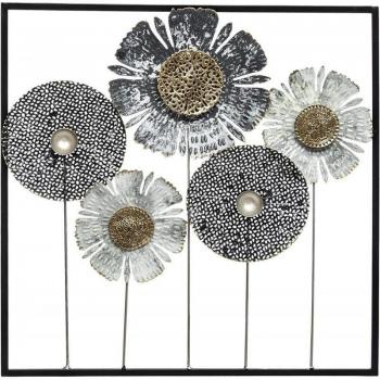 Déco murale Fleurs - métal 50x50 cm - Multicolore - Atmosphera créateur d'intérieur