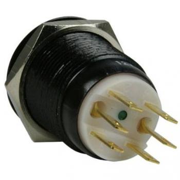 Lamptron - Spingere Interruttore Nera e Verde Acciaio 24 V 22 mm 19 mm LAMP-LEDPR3002