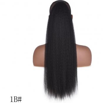 Jeedou Cheveux Synthétiques Yaki Lisse Postiche Cheval Brun