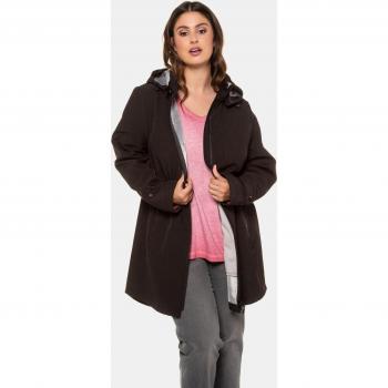 Parka SoftShell Donna Nero 52/54 con Cappuccio Staccabile e Fodera di Pile – Ulla Popken