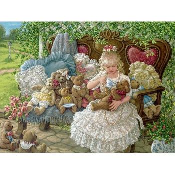 Kit de Peinture Diamant “La Petite Fille et l’Ours en Peluche” avec Strass – 20×30 cm