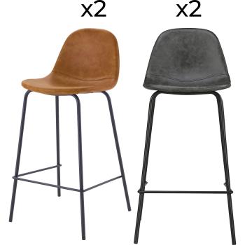 Pack 4 chaises Îlot central Camel & Noir Gris 65 cm – Style Moderne