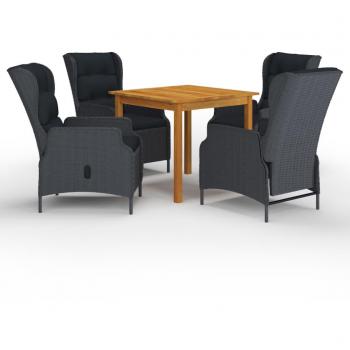 Conjunto de comedor para jardín 5 piezas gris oscuro