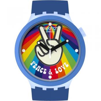 Swatch Zegarek PEACE HAND LOVE BIG BOLD Niebieski