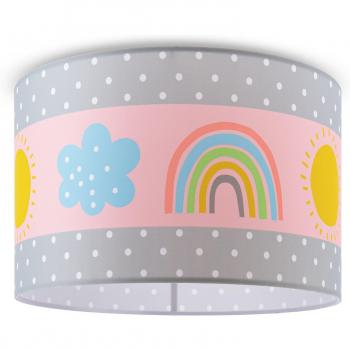Plafoniera Sospesa Bambini – Lampada a Plafone con Paralume Rotondo in Tessuto, E27, Bianco/Multicolore, Ø455 cm