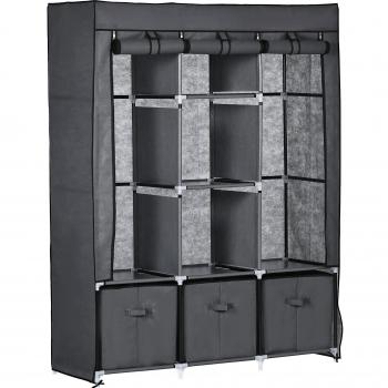 HOMCOM Faltbarer Vliesstoffschrank für Schlafzimmer, Dunkelgrau, 125 x 43 x 162,5 cm