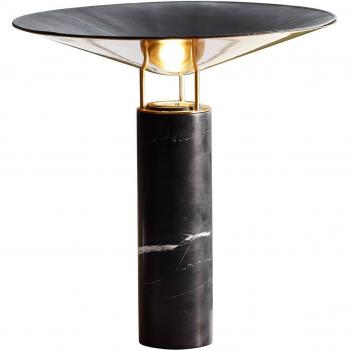 Lampada Rebound Carpyen in marmo nero e pelle nera