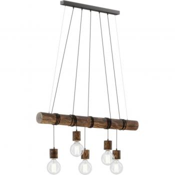 Lámpara Colgante Envostar Terra, 5 Luces en Viga de Madera Oscura