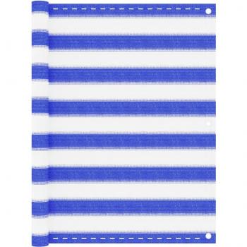 Écran de Balcon Brise-vue Brise-vent Ecran de Protection Ecran d'Intimité Jardin Extérieur Perméable au Vent Bleu et Blanc 90x600 cm PEHD