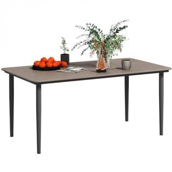 Durable Outdoor Dining Table with Metal Frame, Dark Grey