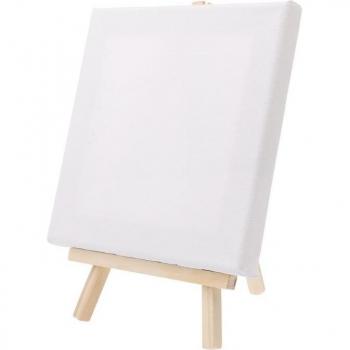 Mini Canvas and Natural Wood Easel Set