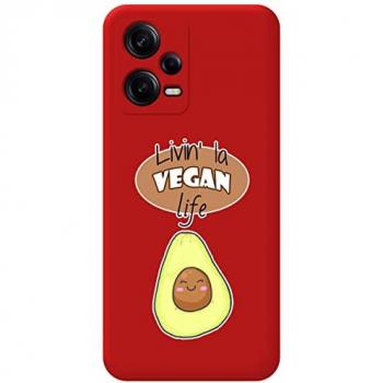 Funda Silicona Líquida Roja Xiaomi Redmi Note 12 Pro+ Plus 5G con Diseño Vegan Life
