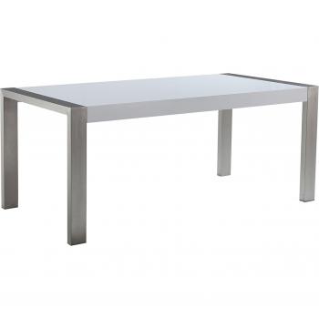 BELIANI - Tavolo Pranzo Acciaio Inox Piano Lucido Bianco Rettangolare 90 x 180 cm Arctic