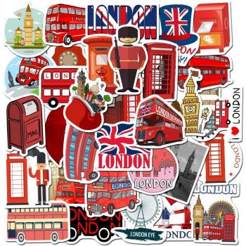 Londen Rode Bus Telefooncel Decoratie Stickers (10/30/50 Stuks)
