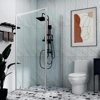 Siro - Cabine de Douche Angulaire 90x80 cm à Porte Battante