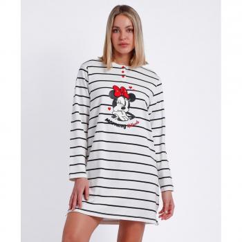 Camisón Disney de mujer de punto de manga larga color crudo
