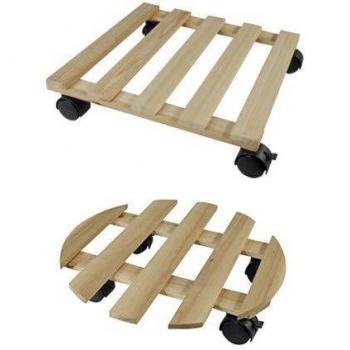 Soporte con Ruedas para Macetas Nature Natural Madera de abeto (35 x 35 x 7,4 cm)