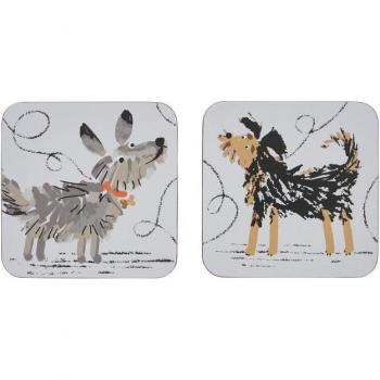 Ulster Weavers Dog Days Animal Print Coasters in Grey (4 Pack)