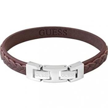 Bracelet Homme Guess Tucson en Acier et Cuir Marron