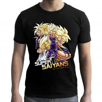 Maglietta Gaming Dragon Ball Z Super Saiyans Uomo Nero S-XXL