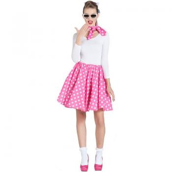 Kit de falda y pañuelo rosa Pin Up para mujer