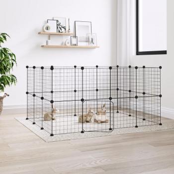 Vidaxl 28-Panel Pet Cage with Door Black 35x35 cm Steel