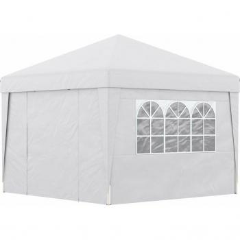 Gazebo da Giardino Pieghevole 3x3m Pop-Up con Finestre Oxford Bianco