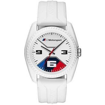 BMW M Motorsport 2‑Display Chronograph for Men, White Rubber Strap – #BMW1004
