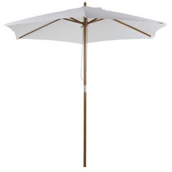 Parasol extérieur droit rond 2,5 m de largeur – bois de bambou couleur crème