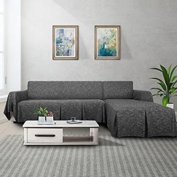 MAXIJIN Copridivano con Penisola Chaise Longue, 2 Pezzo a Forma di L Fodera Sofa Cover Componibile, la biancheria Copridivano Angolare