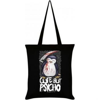 Torba z materiału Psycho Penguin – Uroczo, ale psycho (One Size, czarny)