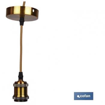 Suporte de Lâmpada com Cabo e Base Ouro E27 100cm