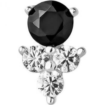 Piercing Earcandy Zair elaborado en Plata de Ley 925 y baño de rodio con engaste de circonitas negra y blanco