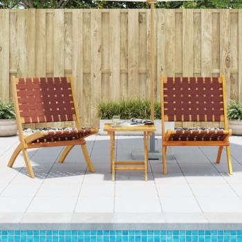 Prolenta Premium - Lot de 2 Chaises Pliables et Table en Bois Rouge