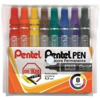 ASTUCCIO MARCATORE PENTEL PEN N50 8 COL.ASSORTITI P.TONDA