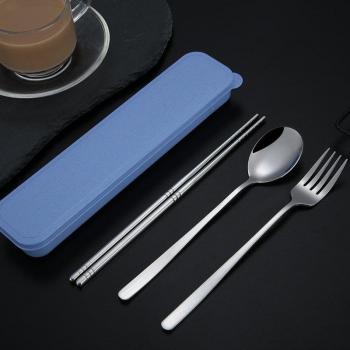 Set de cubiertos portátiles de acero inoxidable 304, cuchara, tenedor y palillos, 3 unids/set