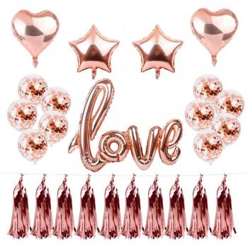 Juego de globos de champán oro rosa