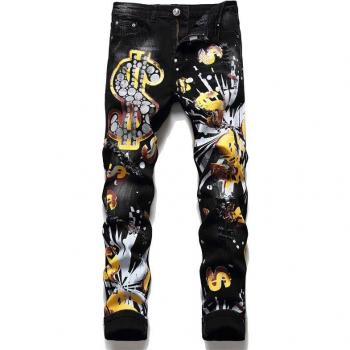 Pantalones Vaqueros Rasgados Estampado Roto Hombre