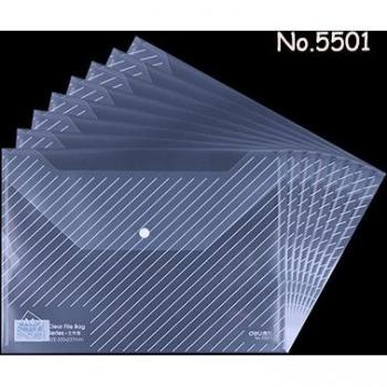 50pcs Waterproof Transparent PP File Holder with Snap Button - White Paper Organizer