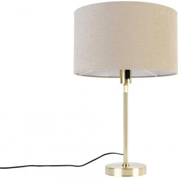 Lampe à poser dorée avec abat-jour marron clair 35 cm - Parte
