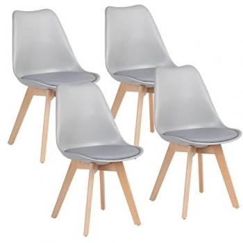 Set 4 sedie grigie stile nordico con cuscino - Candice